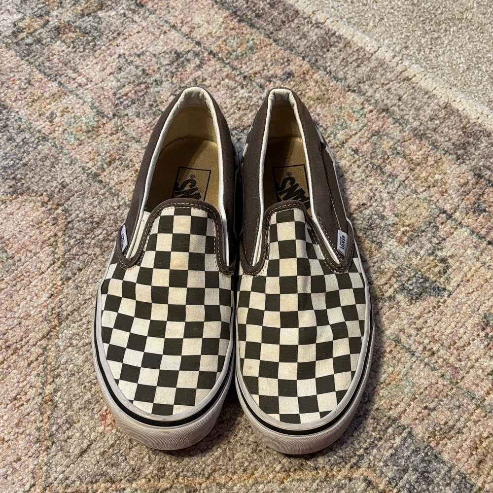 Vans gray and White Checkerboard Slip-Ons